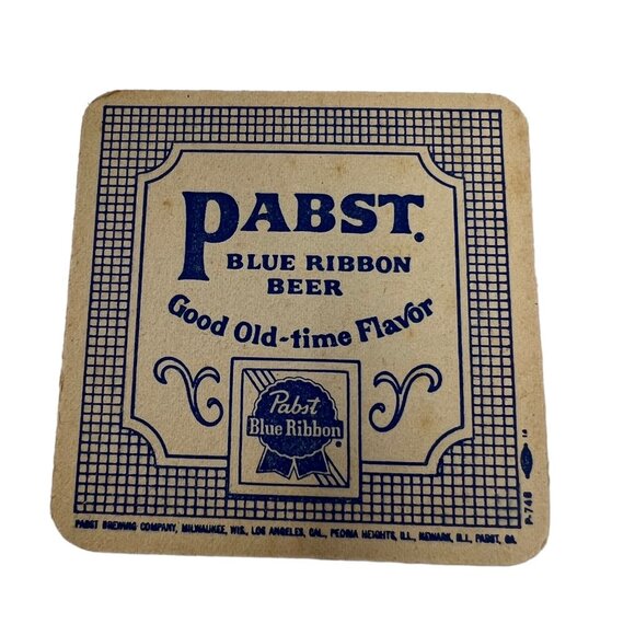 Pabst Blue Ribbon PBR Vintage Beer Coaster Set of 20 Bar Man Cave Good Old Time - Picture 4 of 4